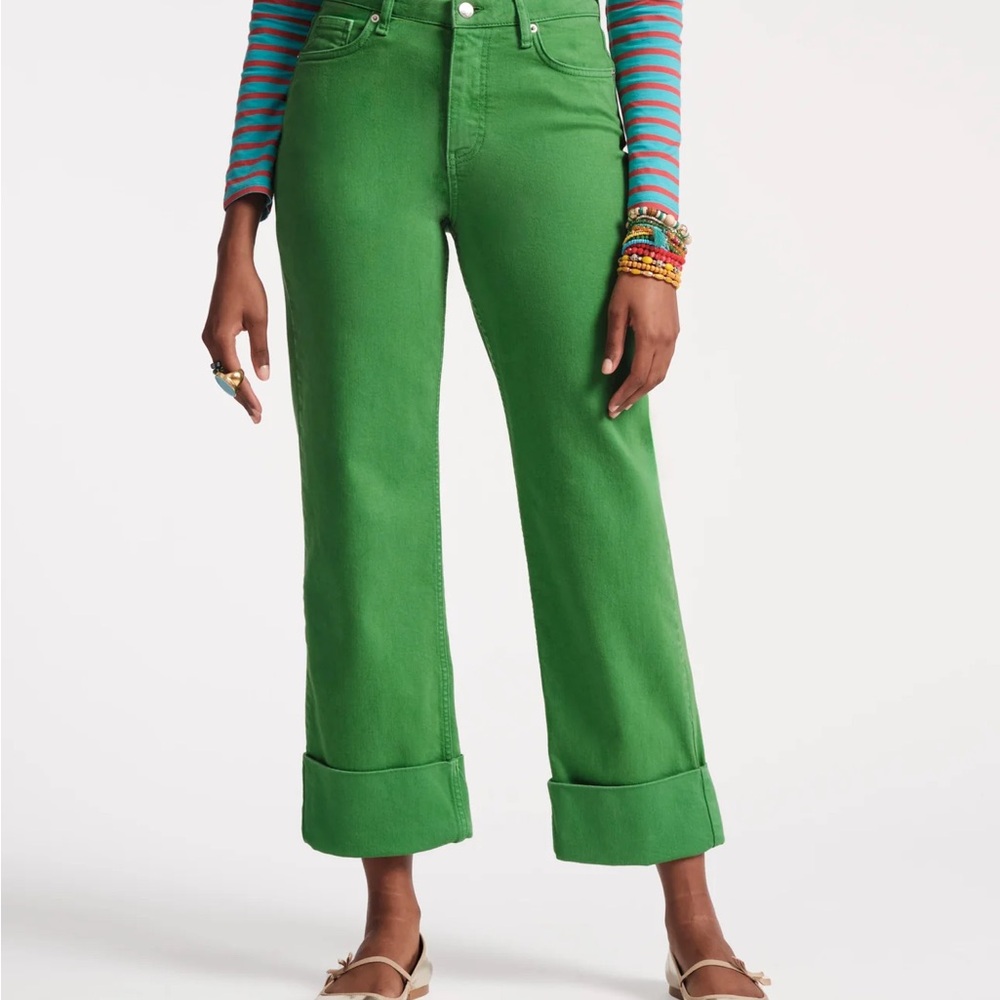 Frances Valentine Green Cropped Ankle Jeans